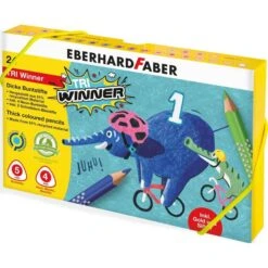 Eberhard Faber Eberhard-Faber Buntstifte TRI Winner, 518424, Dick, Farbig Sortiert, In Box, 24 Stück