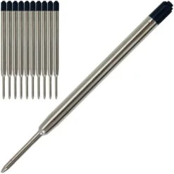 Westcott Kugelschreiberminen 744614, Metallgroßraummine Strichstärke M Schwarz 10 Stück