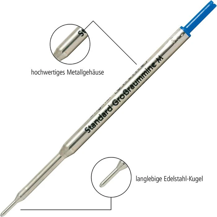 Online, Kugelschreiberminen 40003/3, Metallgroßraummine, Strichstärke M, Blau, 2 Stück 5 Online, Kugelschreiberminen 40003/3, Metallgroßraummine, Strichstärke M, Blau, 2 Stück – Bild 3