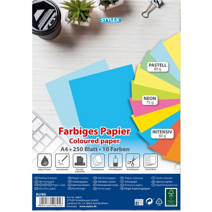Kopierpapier Farbig A4 75g / 80g, 10 X 25 Blatt, 250 Blatt 4 Kopierpapier Farbig A4 75g / 80g, 10 X 25 Blatt, 250 Blatt – Bild 2