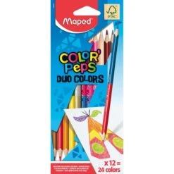 Maped Buntstifte ColorPeps Duo M829600, Farbig Sortiert, Zweifarbig - 24 Farben, 12 Stück