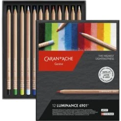 Caran D'Ache Buntstifte LUMINANCE 6901, Farbig Sortiert, 12 Stück