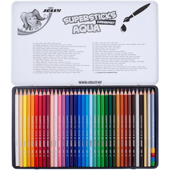Jolly Buntstifte Supersticks Aqua, 3001-0003, Kinderfest, Sortiert, Im Metalletui, 36 Stück 4 Jolly Buntstifte Supersticks Aqua, 3001-0003, Kinderfest, Sortiert, Im Metalletui, 36 Stück – Bild 2