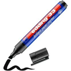 Edding Papermarker 33 Brilliant Pigmentmarker, Schwarz, Keilspitze, Strichbreite 1-5mm