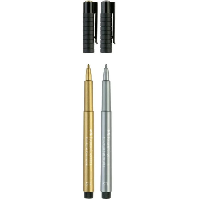 Faber-Castell Tuschestifte Pitt Artist Pen, Metallic, 167396, Gold Und Silber, 2 Stück 4 Faber-Castell Tuschestifte Pitt Artist Pen, Metallic, 167396, Gold Und Silber, 2 Stück – Bild 2