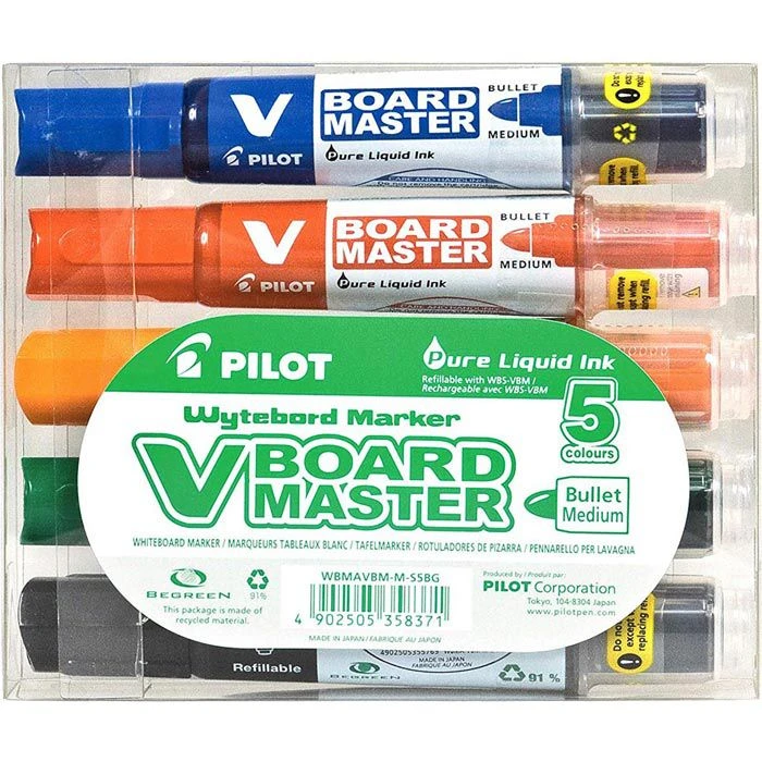 Pilot Boardmarker V-Board Master 5080S5BG Sortiert, Strichbreite 2,3 Mm, Rundspitze, 5 Stück 3 Pilot Boardmarker V-Board Master 5080S5BG Sortiert, Strichbreite 2,3 Mm, Rundspitze, 5 Stück