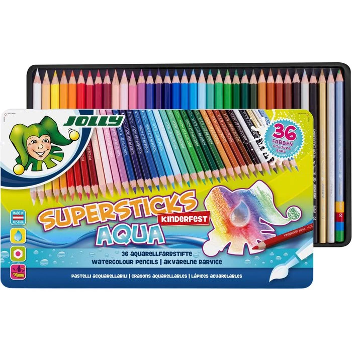 Jolly Buntstifte Supersticks Aqua, 3001-0003, Kinderfest, Sortiert, Im Metalletui, 36 Stück 3 Jolly Buntstifte Supersticks Aqua, 3001-0003, Kinderfest, Sortiert, Im Metalletui, 36 Stück