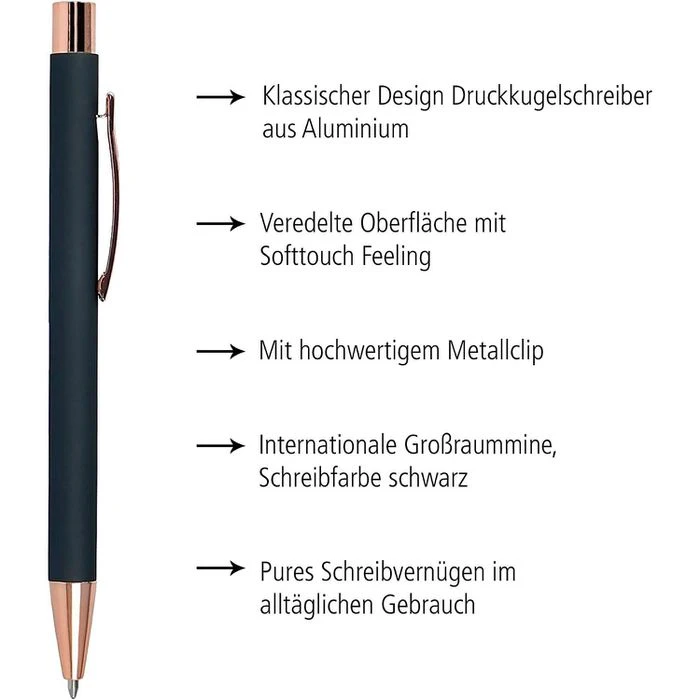 Online Kugelschreiber Soft Metal, 21732/3D, Grey Rose, Gehäuse Schwarz/rosé, Farbe Schwarz 5 Online Kugelschreiber Soft Metal, 21732/3D, Grey Rose, Gehäuse Schwarz/rosé, Farbe Schwarz – Bild 3