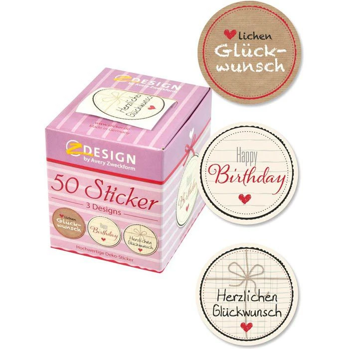 Zweckform Sticker 56814 Z-Design Deko-Sticker, Herzlichen Glückwunsch, Auf Rolle, 50 Aufkleber 3 Zweckform Sticker 56814 Z-Design Deko-Sticker, Herzlichen Glückwunsch, Auf Rolle, 50 Aufkleber