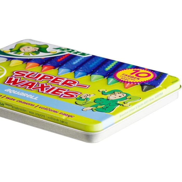 Jolly Wachsmalstifte Superwaxies Aqua, Wasservermalbar, Rund, Mit Schiebehülsen, 10 Stück 5 Jolly Wachsmalstifte Superwaxies Aqua, Wasservermalbar, Rund, Mit Schiebehülsen, 10 Stück – Bild 3