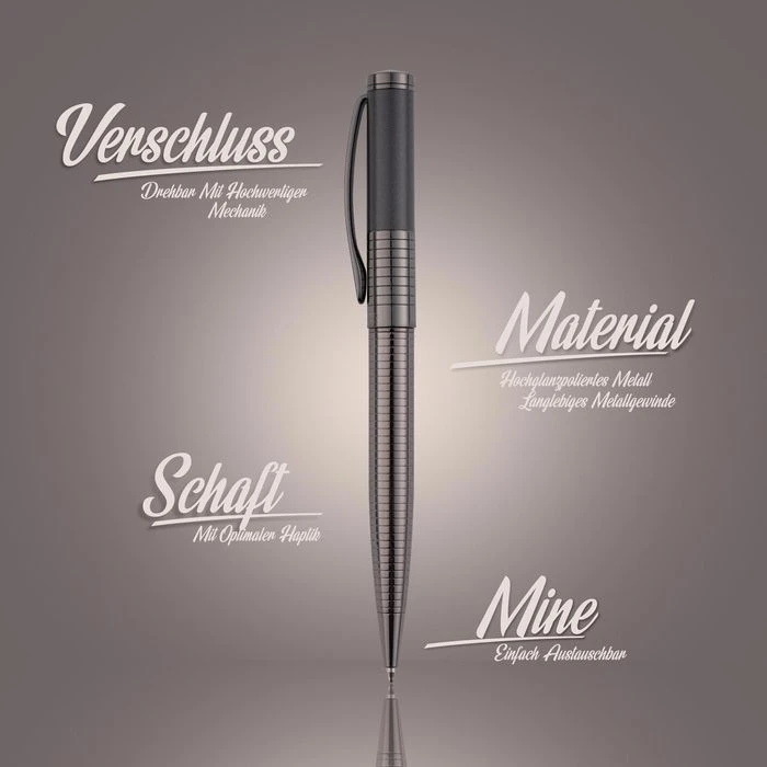 Hörner Kugelschreiber Fortress 1017, Gehäuse Schwarz, Massiver Stahl, Schreibfarbe Blau 10 Hörner Kugelschreiber Fortress 1017, Gehäuse Schwarz, Massiver Stahl, Schreibfarbe Blau – Bild 8