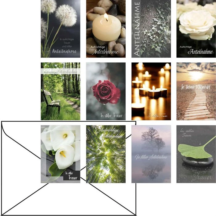 Böttcher-AG Trauerkarten Natursortiert, A6, Klappkarten Mit Umschlag, 12 Stück 3 Böttcher-AG Trauerkarten Natursortiert, A6, Klappkarten Mit Umschlag, 12 Stück