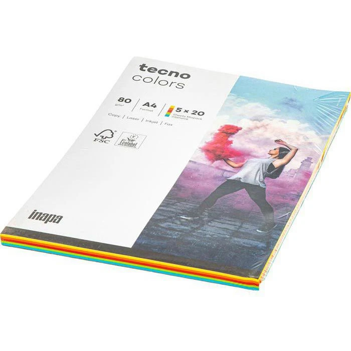 Inapa Tecno Colors, Kopierpapier, A4, 80g/qm, Intensiv Farbig Sortiert Intensiv Mix, 5x20 Blatt, 100 Blatt 3 Inapa Tecno Colors, Kopierpapier, A4, 80g/qm, Intensiv Farbig Sortiert Intensiv Mix, 5x20 Blatt, 100 Blatt