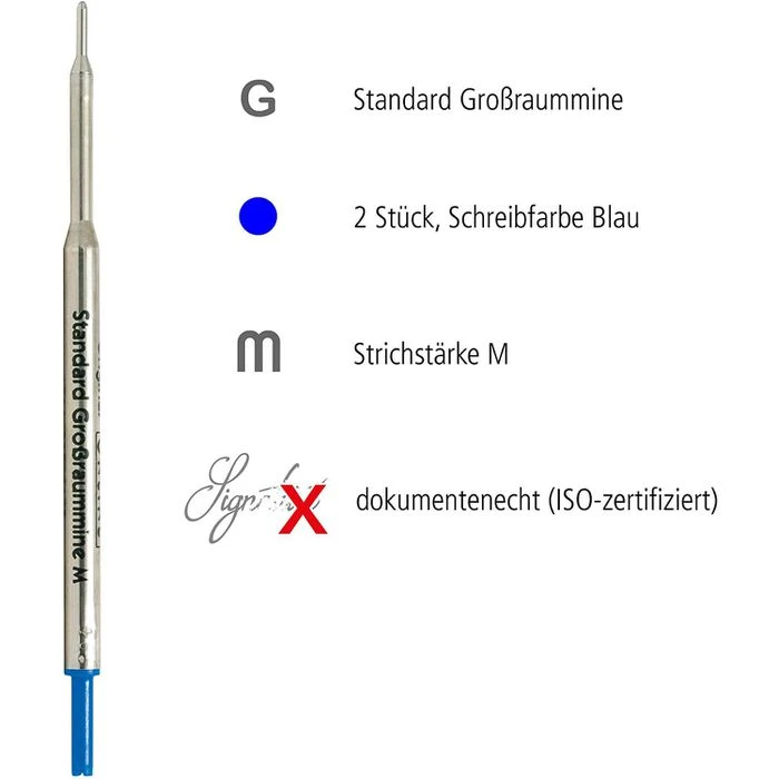 Online, Kugelschreiberminen 40003/3, Metallgroßraummine, Strichstärke M, Blau, 2 Stück 4 Online, Kugelschreiberminen 40003/3, Metallgroßraummine, Strichstärke M, Blau, 2 Stück – Bild 2