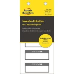Zweckform Inventaretiketten 6917, Schwarz, 50 X 20mm, Abziehsicher, 50 Stück