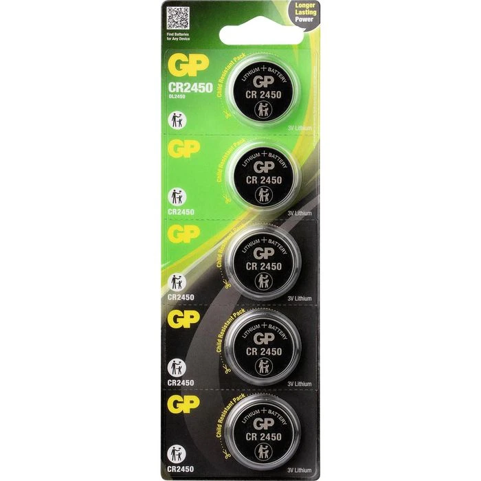 GP Knopfzelle Batteries CR2450, 600 MAh, Lithium, 5 Stück 3 GP Knopfzelle Batteries CR2450, 600 MAh, Lithium, 5 Stück