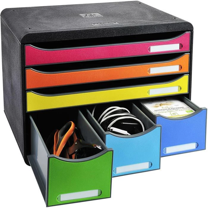 Exacompta Schubladenbox 306798D, Storebox Maxi, A4 Quer, Kunststoff, 6 Fächer, Bunt / Schwarz 5 Exacompta Schubladenbox 306798D, Storebox Maxi, A4 Quer, Kunststoff, 6 Fächer, Bunt / Schwarz – Bild 3