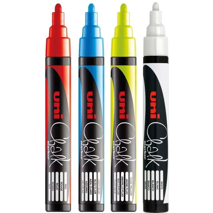 Uni-ball Kreidemarker PWE-5M, 186204, Sortiert, Rundspitze, Strichbreite 1,8 - 2,5mm, 4 Stück 4 Uni-ball Kreidemarker PWE-5M, 186204, Sortiert, Rundspitze, Strichbreite 1,8 - 2,5mm, 4 Stück – Bild 2