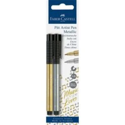 Faber-Castell Tuschestifte Pitt Artist Pen, Metallic, 167396, Gold Und Silber, 2 Stück