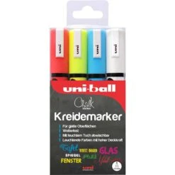 Uni-ball Kreidemarker PWE-5M, 186204, Sortiert, Rundspitze, Strichbreite 1,8 - 2,5mm, 4 Stück