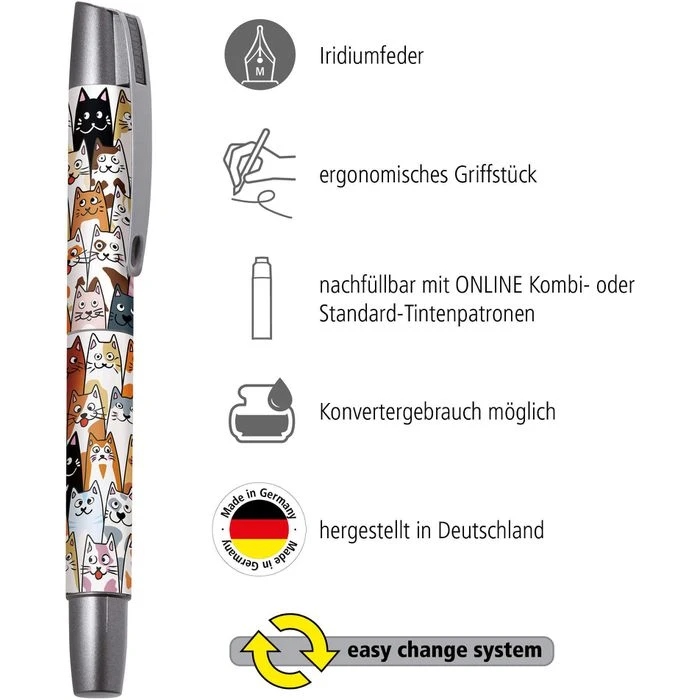 Online Füller Campus Fluffy Cats, 61337/3D, Gehäuse Metall, Muster, Feder M 7 Online Füller Campus Fluffy Cats, 61337/3D, Gehäuse Metall, Muster, Feder M – Bild 5