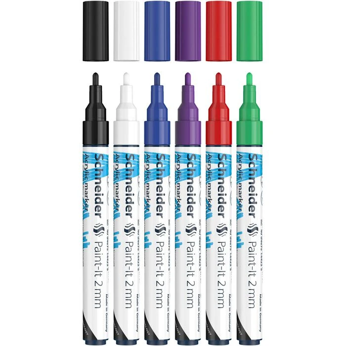Schneider® Schneider Acrylmarker Paint-It 310, 50-120195, Set 1, Farbig Sortiert, Strichbreite 2mm, 6 Stück 3 Schneider® Schneider Acrylmarker Paint-It 310, 50-120195, Set 1, Farbig Sortiert, Strichbreite 2mm, 6 Stück