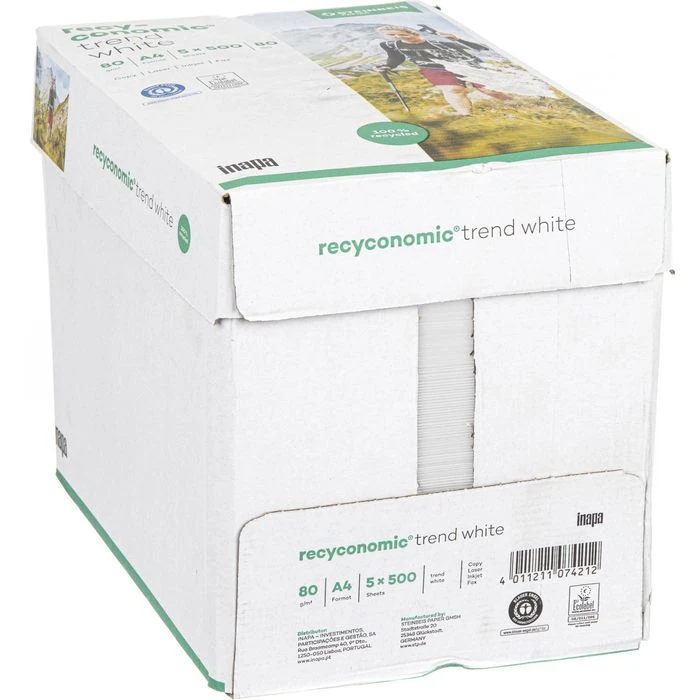Inapa Recyconomic Trend White A4, 80g, Weiß, Ungeriest, 2500 Blatt Kopierpapier 6 Inapa Recyconomic Trend White A4, 80g, Weiß, Ungeriest, 2500 Blatt Kopierpapier – Bild 4